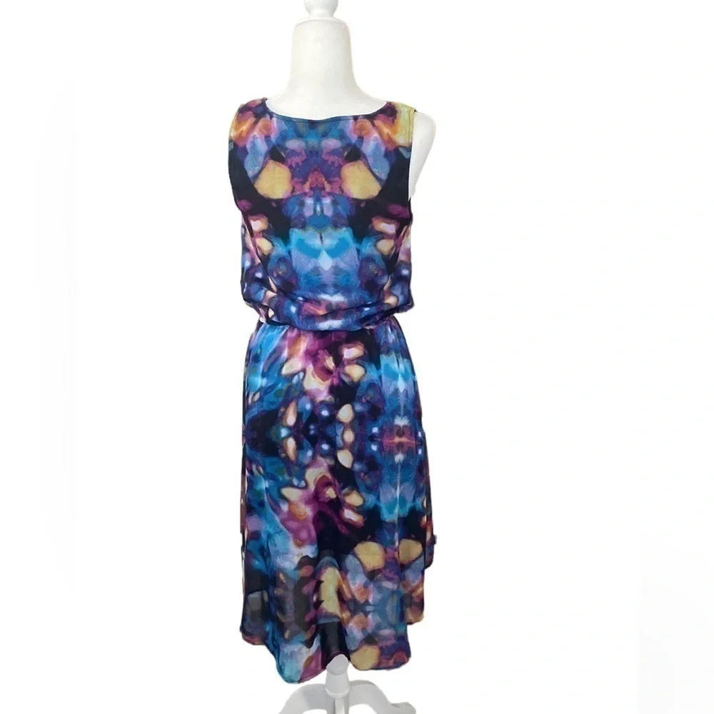 Mossimo Multicolor Tye Dye Summer Sleeveless High Low Floral Abstract Dress